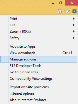 internet explorer manage add-ons