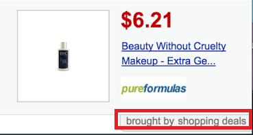Example of ads"brought by shopping deals"