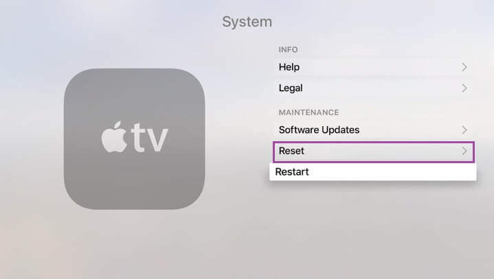 comment réinitialiser son apple tv