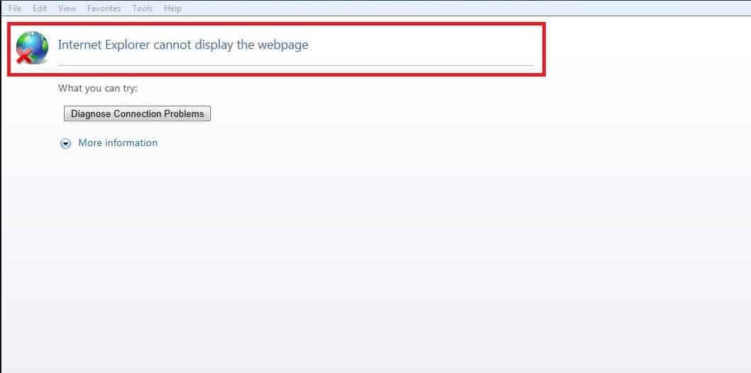 internet explorer 8 cannot display the webpage