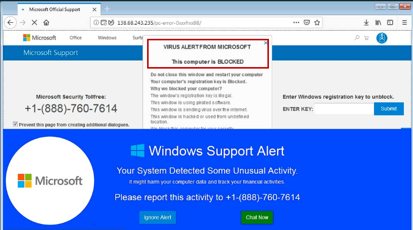 Virus Alert from Microsoft This Computer is Blocked