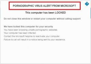 Pornographic Virus Alert from Microsoft Removal