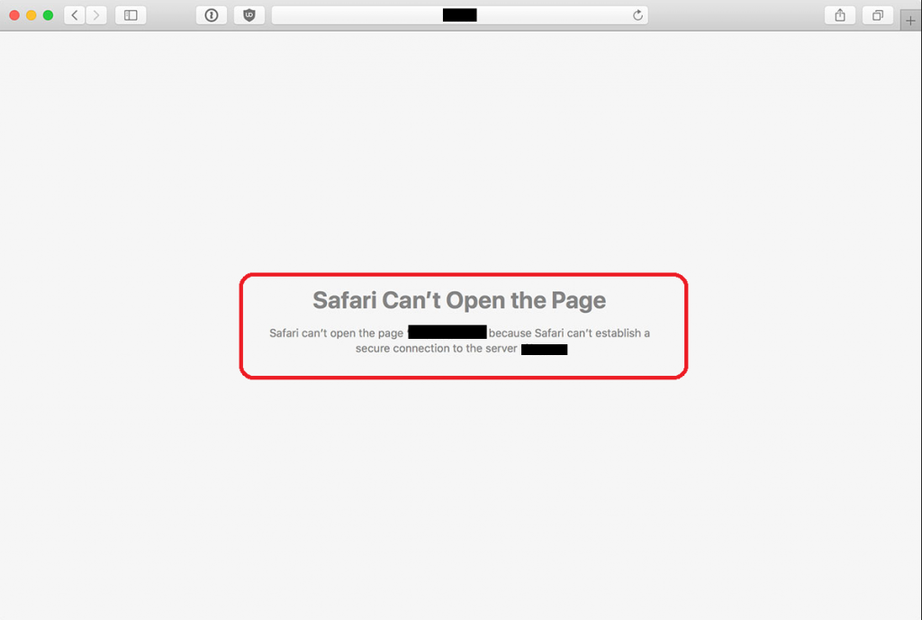 Safari cannot open the page because it could not establish a secure connection to the server