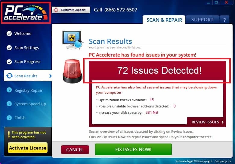 Remove Pc Accelerate pro virus