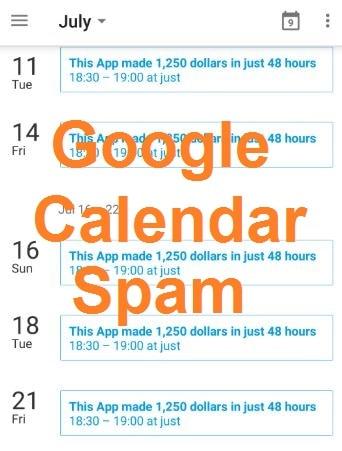 Spam on Google Calendar