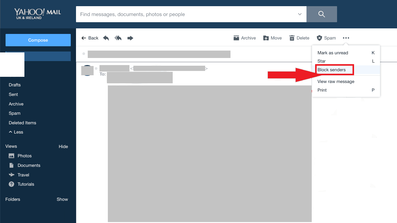 How to block emails on Yahoo