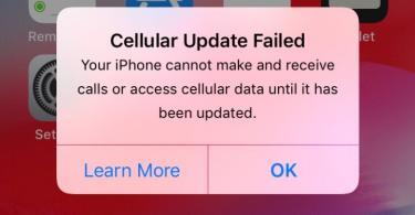 Cellular Update Failed