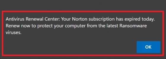 Norton Antivirus Expired Pop up