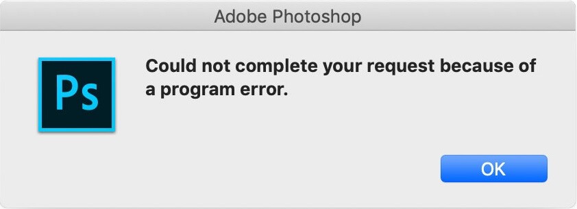 photoshop 7 could not complete your request because of a program error