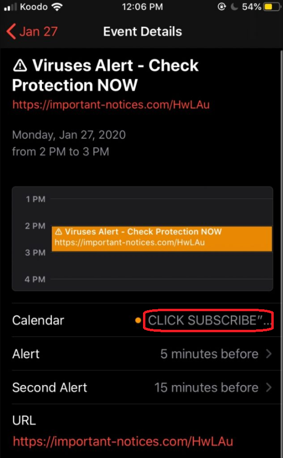 Remove "Click Subscribe" iPhone Calendar Spam