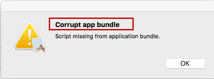 Corrupt app bundle