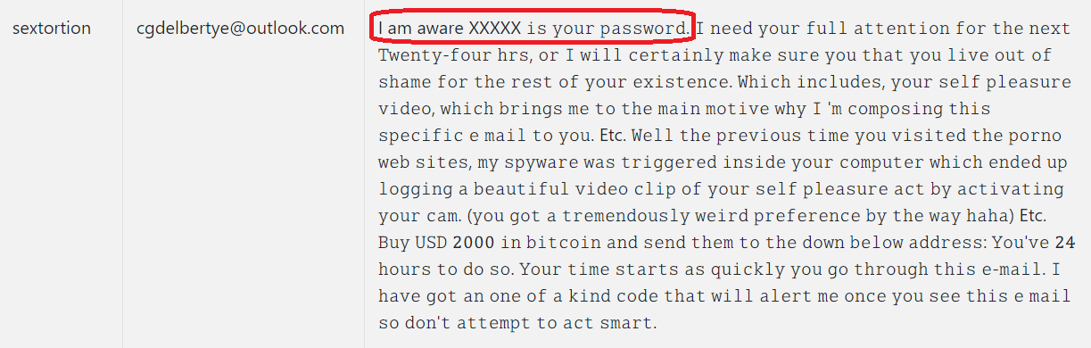 I am aware is your password