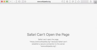 Safari cannot open the page because it could not establish a secure connection to the server