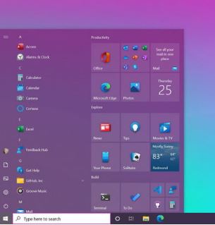 New Windows 10 Start Menu light theme