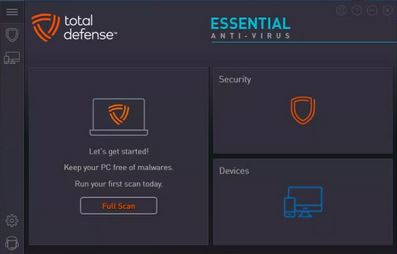 Total Defense Essential Antivirus Main Panel