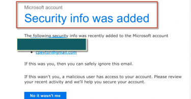 Microsoft account security info was added