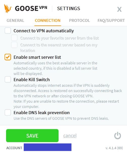 Goose Vpn Settings