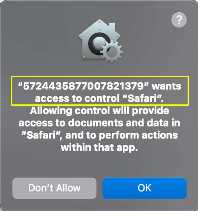 Wants access to control Safari