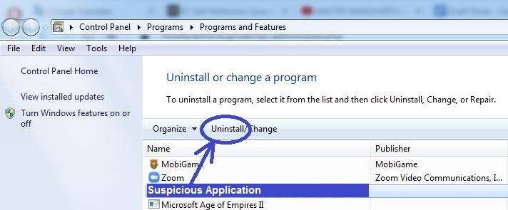 Accessing Programs and Features (uninstall Estimate Speed Up) in Windows