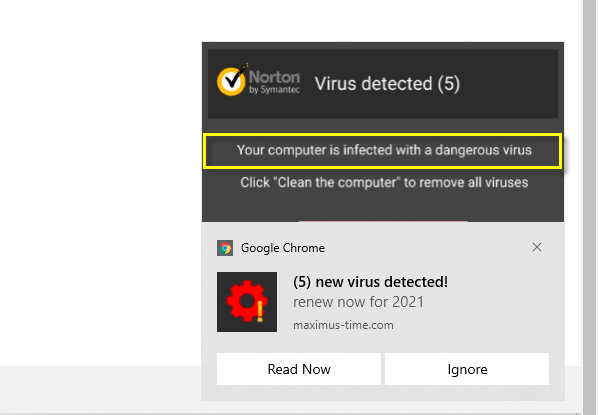 "Your computer is infected with a dangerous virus"