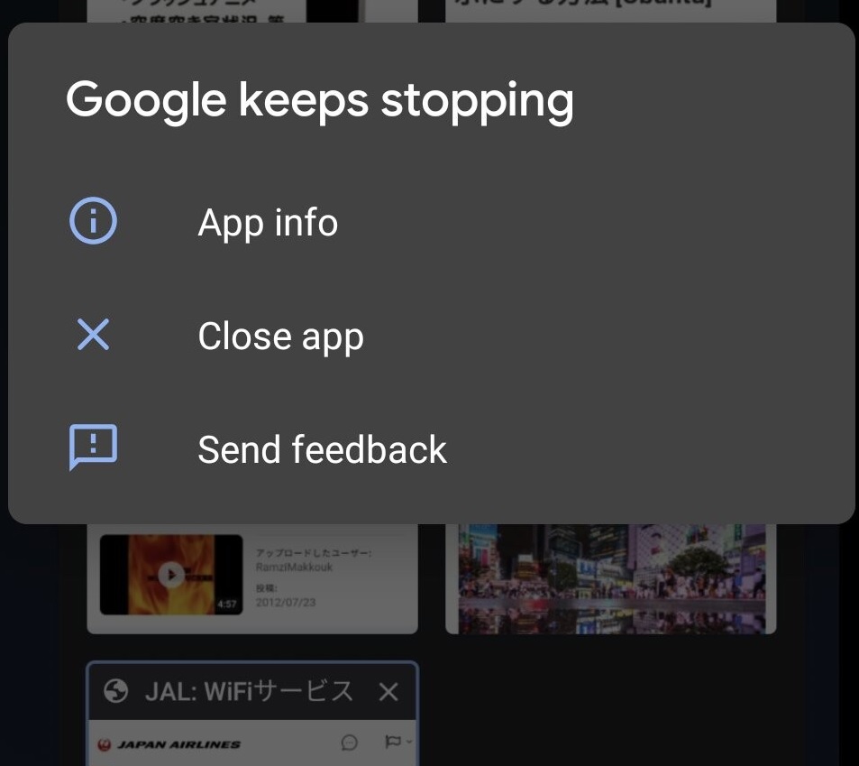 Google App Crashing