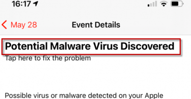 Potential malware virus discovered