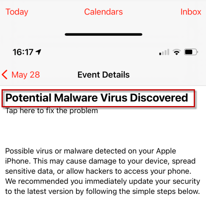Potential Malware Virus Discovered