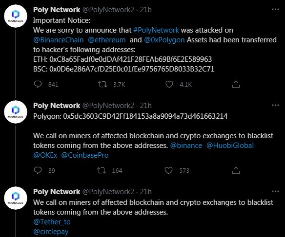 600$ million stolen in a hacker attack on Poly Network