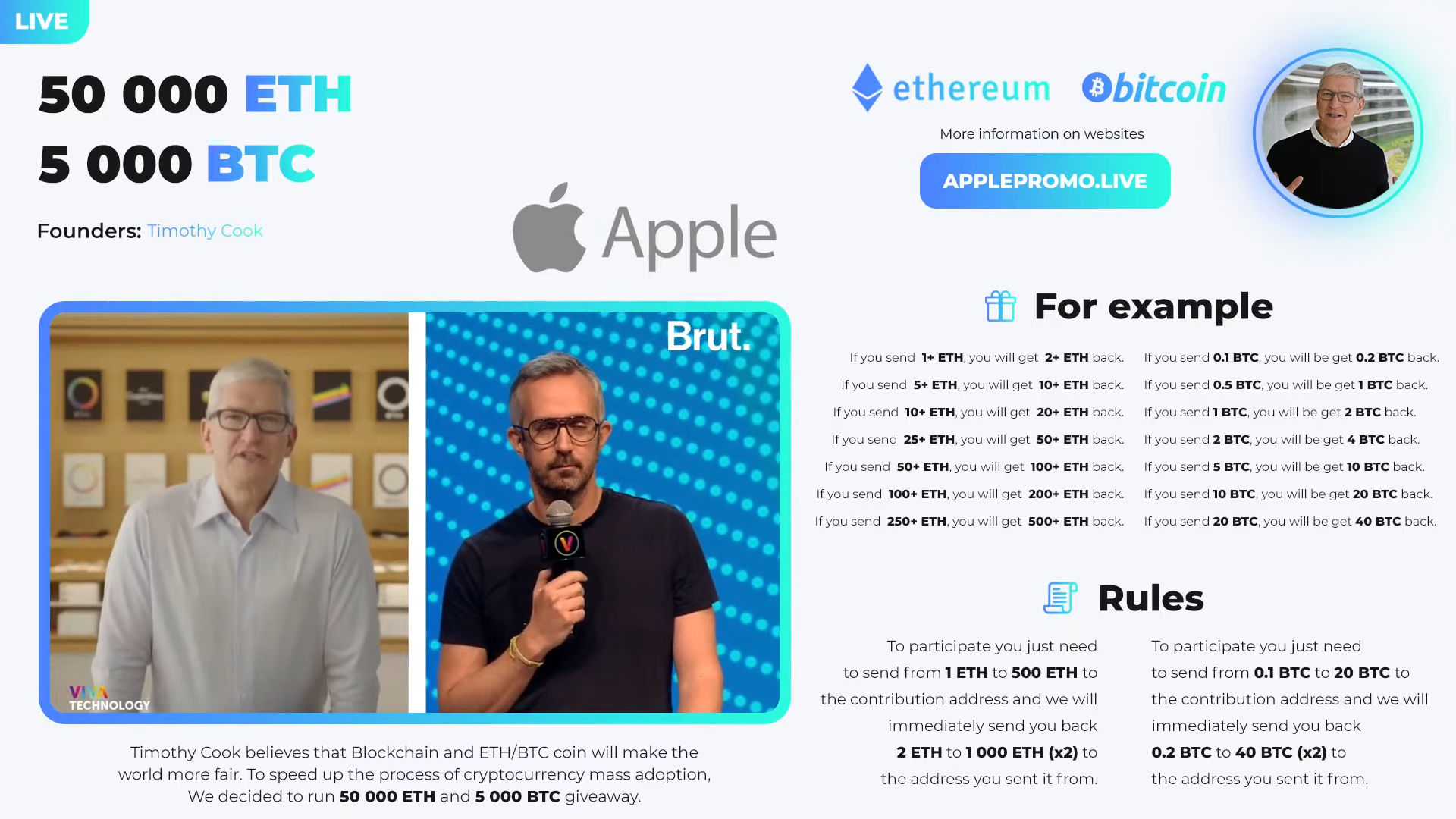 Apple Event 2021 September Live Bitcoin Scam