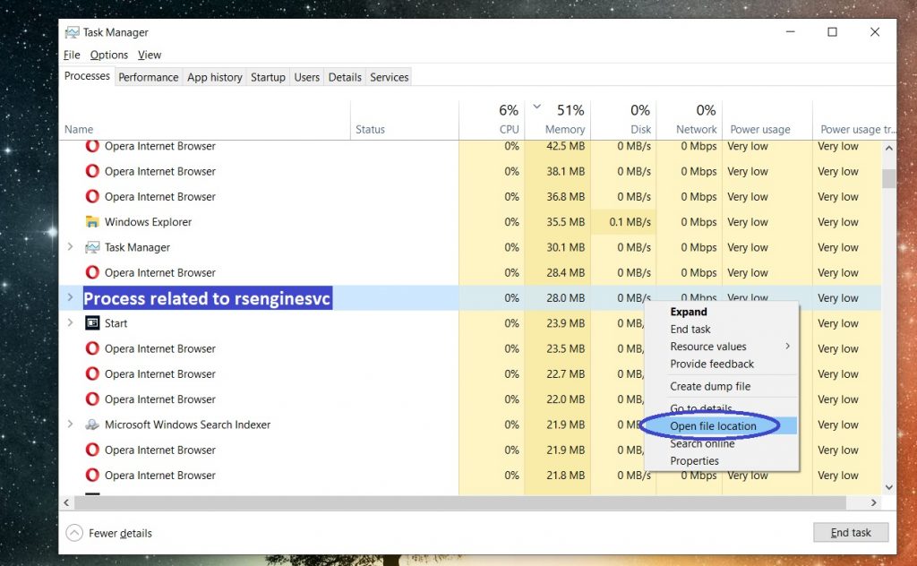 Process related to rsenginesvc 