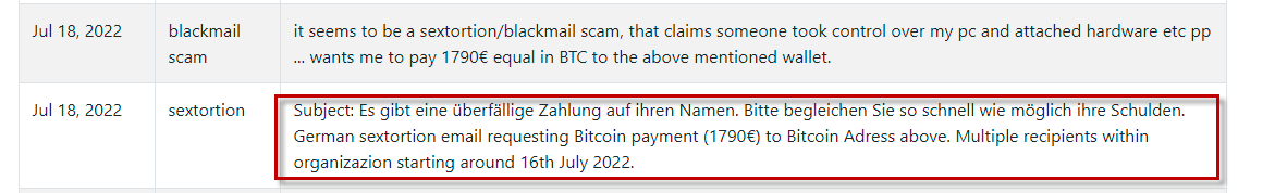 Es gibt eine überfällige Zahlung auf Ihren Namen. Bitte begleichen Sie so schnell wie möglich Ihre Schulden. Email Scam