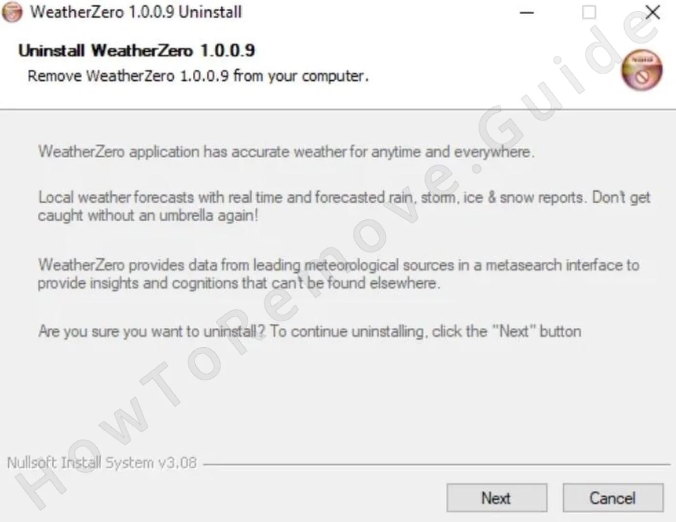 weather zero uninstaller