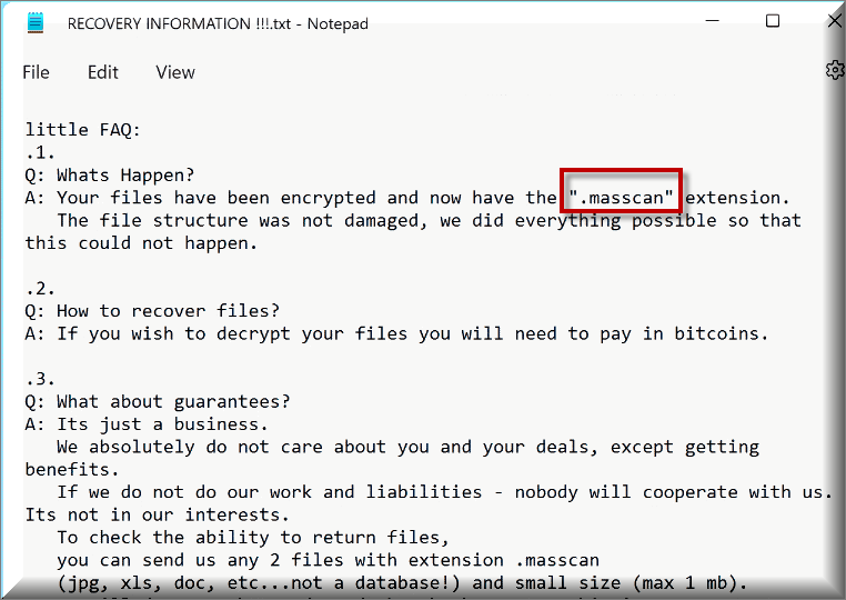 Masscan Ransom Note