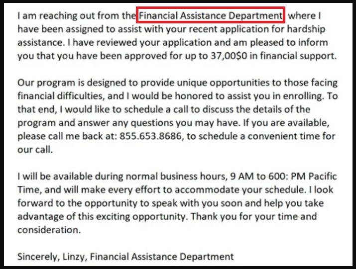 Financial Assistance Department Email