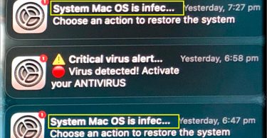 The "System Mac OS is infected" adware on Mac