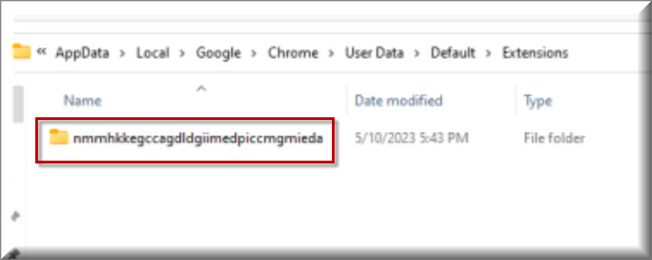Screenshot of the Nmmhkkegccagdldgiimedpiccmgmieda extension virus on Chrome