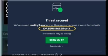 IDP.SEMS.RAT.Bifrost3 detection on antivirus program