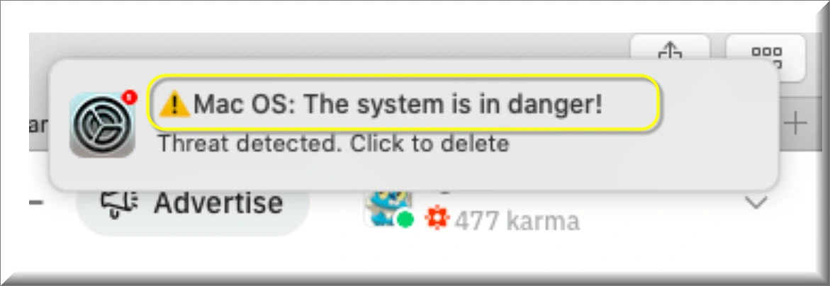 Mac OS: The system is in danger Virus