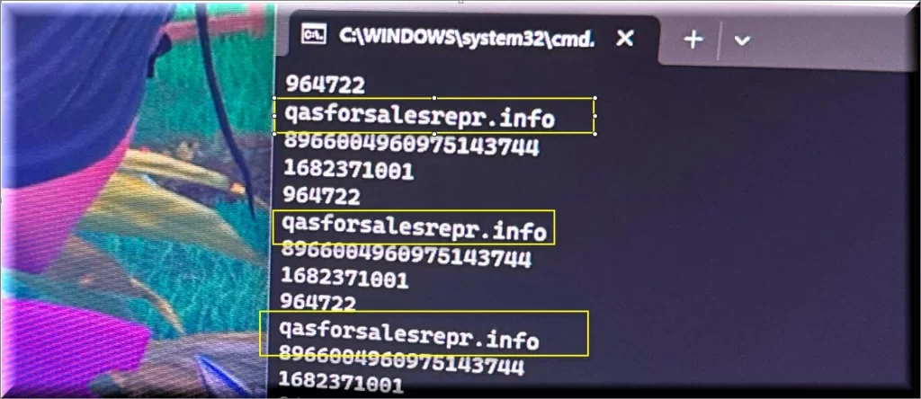 The Qasforsalesrepr.info virus appears for around 10-20 times per day like cmd.exe