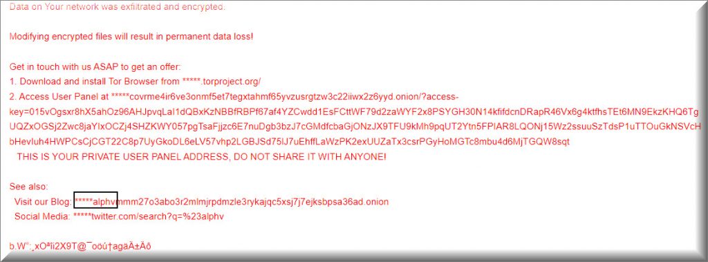 ALPHV Ransomware decrypt instructions