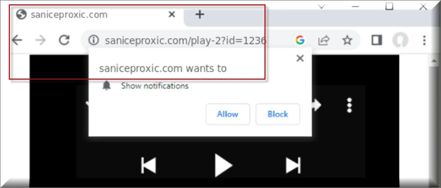 Saniceproxic browser hijacker asking for permissions