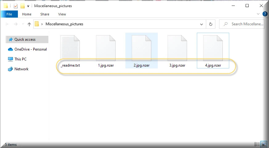 Archivos encriptados por el ransomware Nzer virus (extensión .nzer)