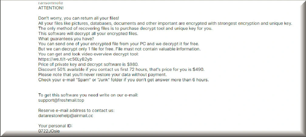 Yyza virus ransomware text file (_readme.txt)