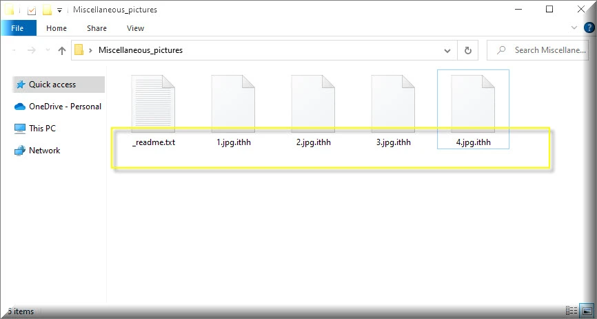 Archivos cifrados por el virus Ithh (extensión .ithh)