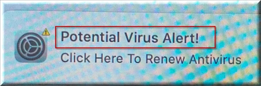 Potential Virus Alert pop-up redirects on Mac