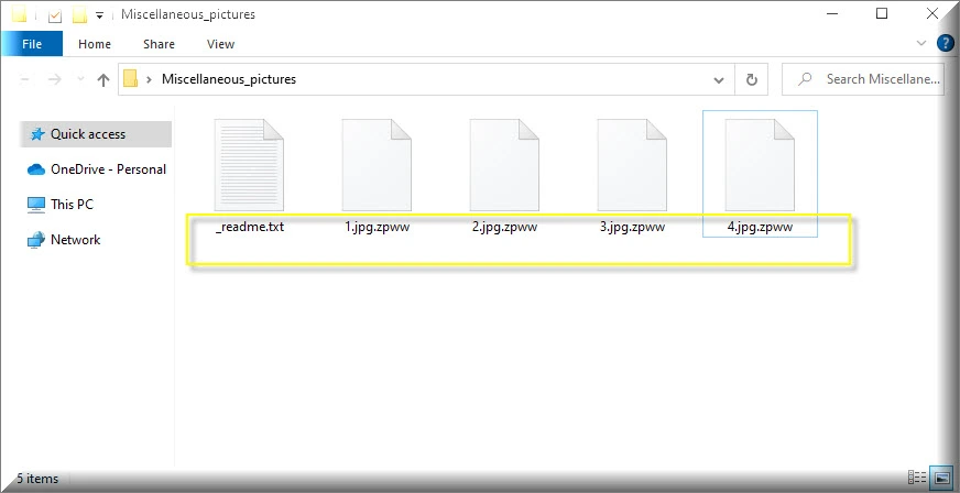 Archivos cifrados por el ransomware Zpww virus (extensión .zpww)