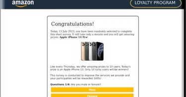 Amazon Loyalty Program pop-up scam