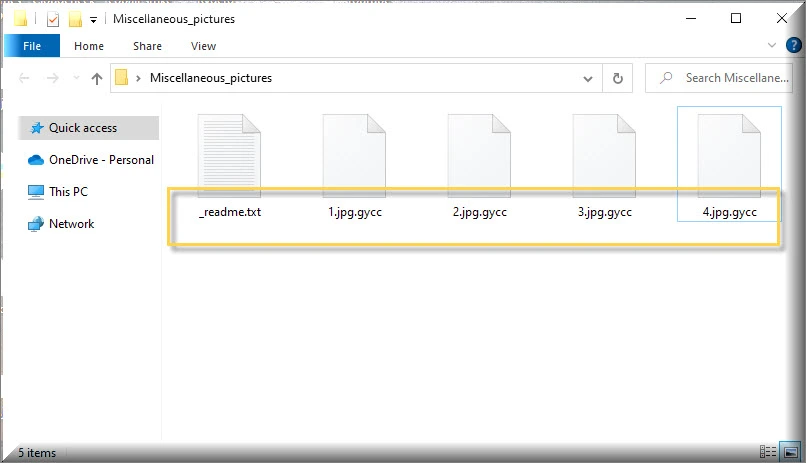 Files encrypted by Gycc virus ransomware (.gycc extension)