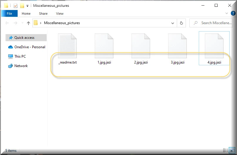 Files encrypted by Jazi virus ransomware (.jazi extension)