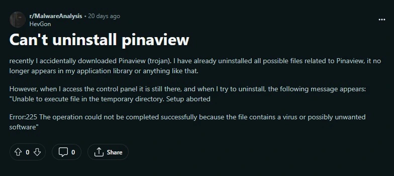 Pinaview Reddit user complain